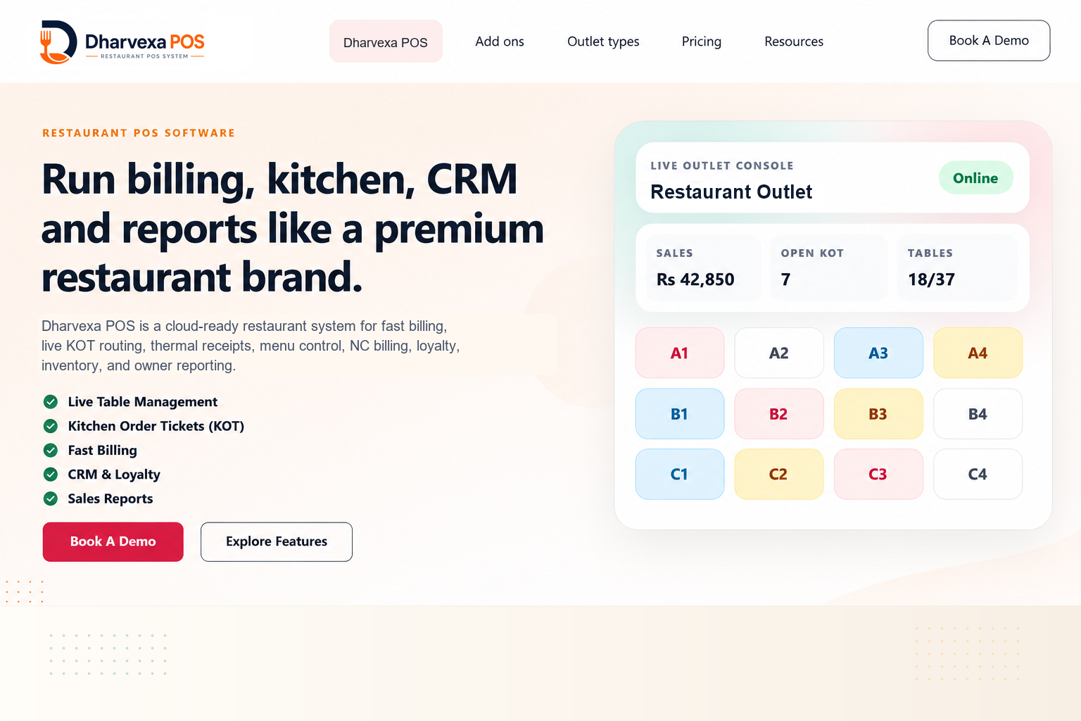 Dharvexa POS website and dashboard preview
